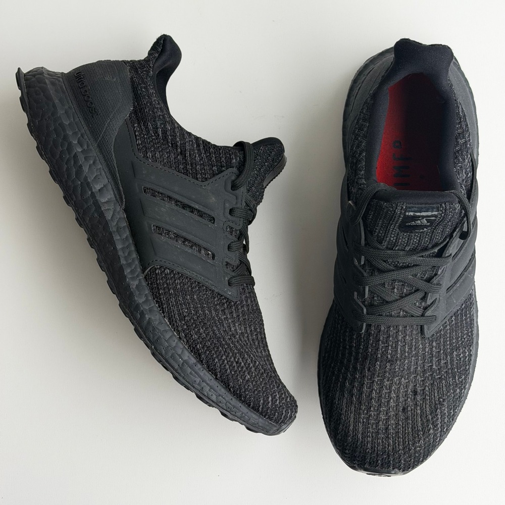 adidas UltraBoost 4.0 Mens 8 Black‎ Triple Black Cushion Running Shoes Athletic